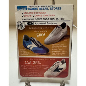 1977 Montgomery Ward Bonus Buys flyer- NCAA Approved Sports Shoes